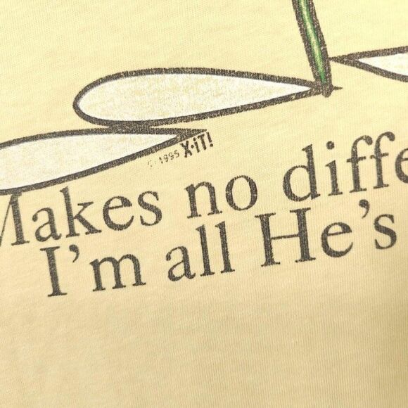 Vintage He Loves Me T Shirt Womens Size 3XL Yellow 90s Sleep Tee Daisy Flower - Picture 3 of 6